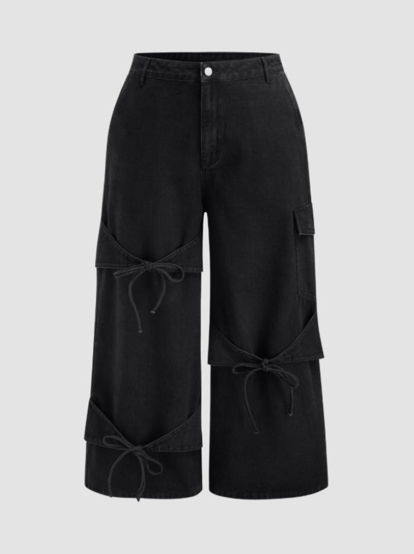 1+1 GRATUIT | DenimChic™ – Jean Taille Haute Tendance avec Nœuds