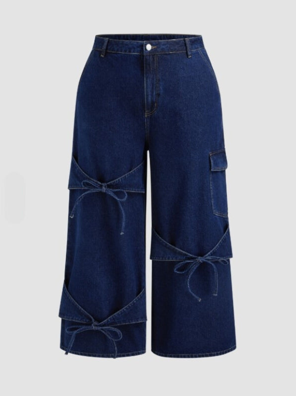 1+1 GRATUIT | DenimChic™ – Jean Taille Haute Tendance avec Nœuds