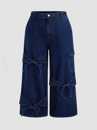 1+1 GRATUIT | DenimChic™ – Jean Taille Haute Tendance avec Nœuds