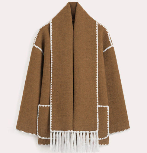 AutumnCharm™ Manteau Tendance avec Écharpe Intégrée