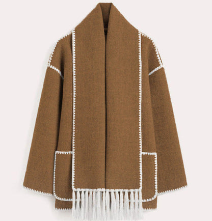 AutumnCharm™ Manteau Tendance avec Écharpe Intégrée