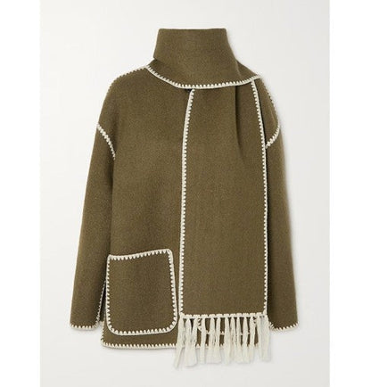 AutumnCharm™ Manteau Tendance avec Écharpe Intégrée