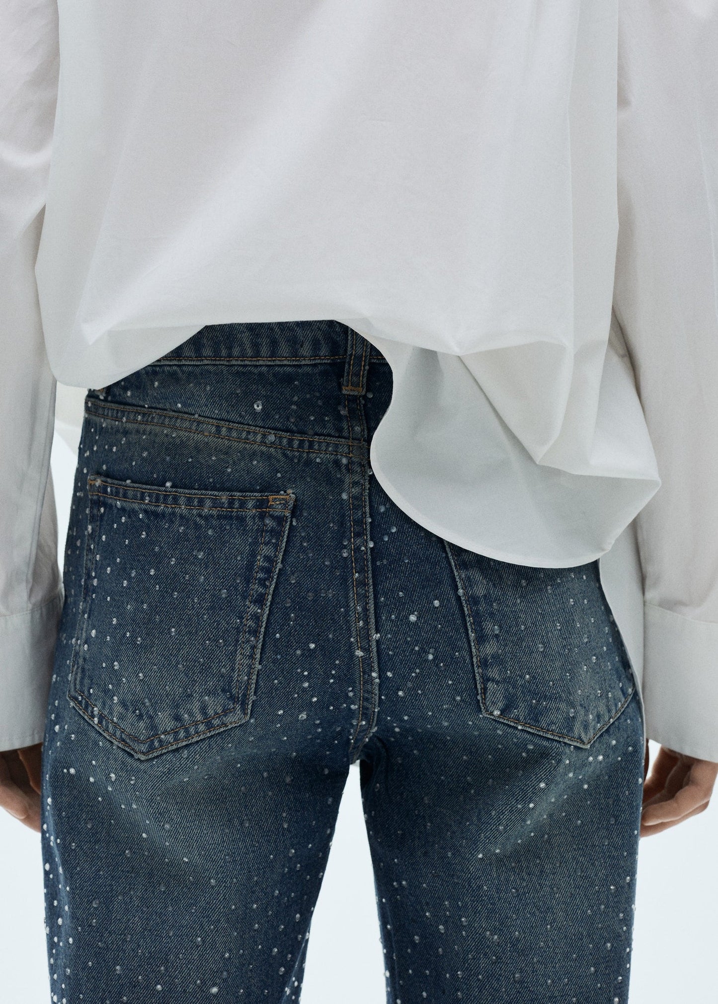 SparkleLine™ - Jean Coupe Droite avec Détails Strass