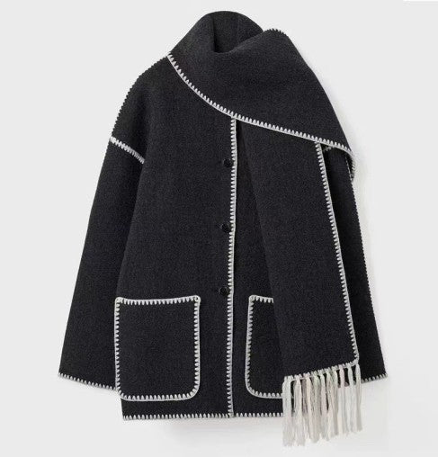 AutumnCharm™ Manteau Tendance avec Écharpe Intégrée