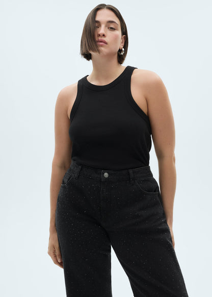 SparkleLine™ - Jean Coupe Droite avec Détails Strass