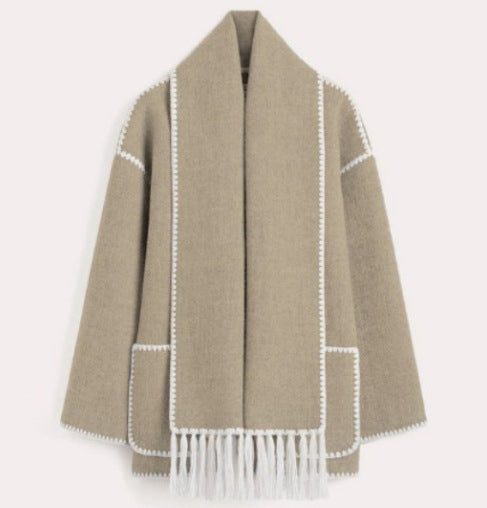 AutumnCharm™ Manteau Tendance avec Écharpe Intégrée