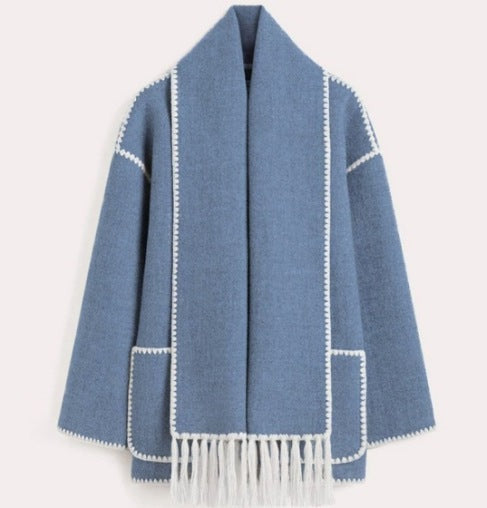 AutumnCharm™ Manteau Tendance avec Écharpe Intégrée