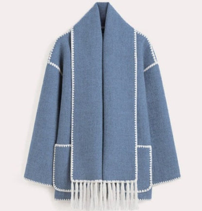 AutumnCharm™ Manteau Tendance avec Écharpe Intégrée