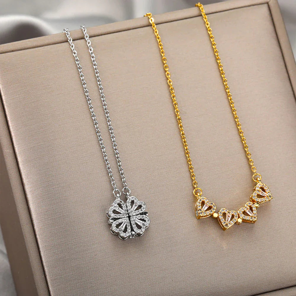 VitaCharm™ - Collier Pendentif Élégant Trèfle en Cœur