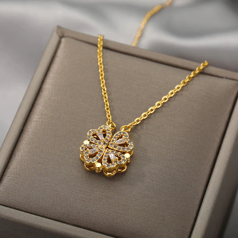 VitaCharm™ - Collier Pendentif Élégant Trèfle en Cœur