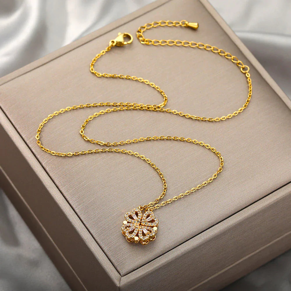VitaCharm™ - Collier Pendentif Élégant Trèfle en Cœur