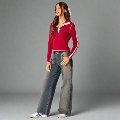 Eleganza™ - Jean Taille Basse Tendance pour Femmes
