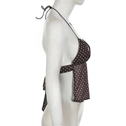 BackFlair™ Top À Pois Ludique Avec Dos Nu Séduisant