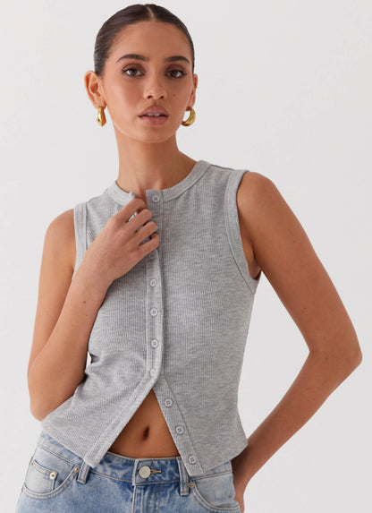 50% de Réduction | ZomerBreeze™ Débardeur Élégant avec Détails Boutonnés Tendance