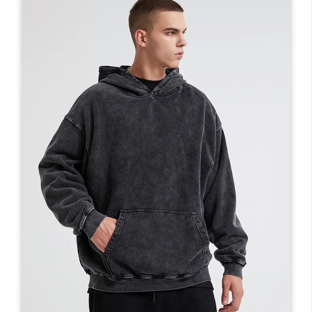 50 % de Réduction | Hoodie VitaShield™ Black Acid Wash