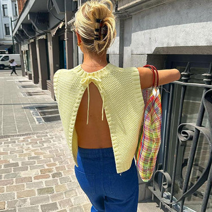 CasualChic™ Gilet Moderne en Maille avec Élégant Dos Ouvert