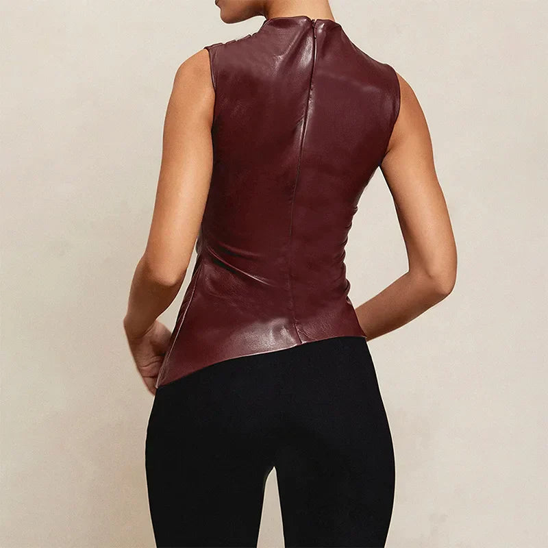 UrbanGlam™ Top Femme Tendance et Confort en Faux Cuir