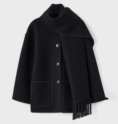 AutumnCharm™ Manteau Tendance avec Écharpe Intégrée