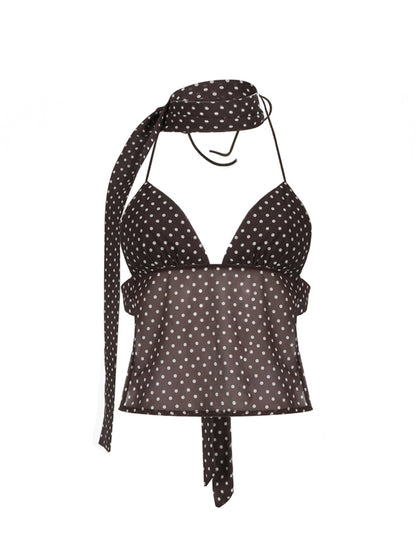BackFlair™ Top À Pois Ludique Avec Dos Nu Séduisant
