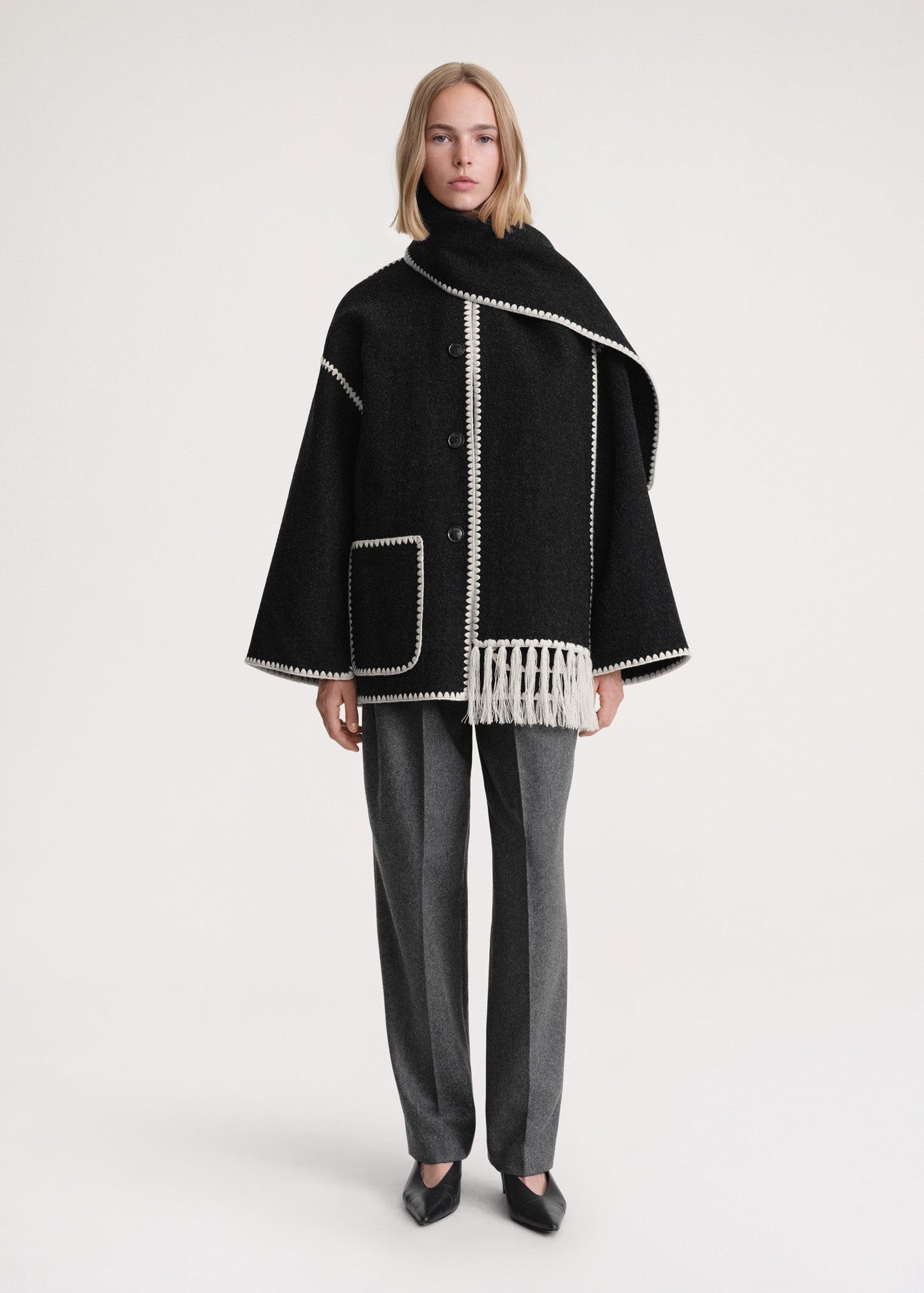 AutumnCharm™ Manteau Tendance avec Écharpe Intégrée
