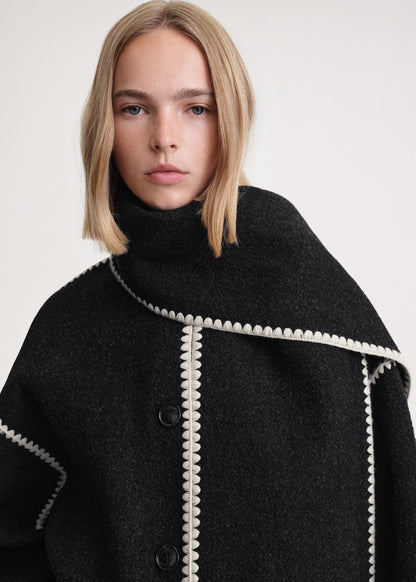 AutumnCharm™ Manteau Tendance avec Écharpe Intégrée