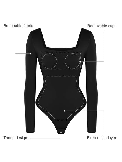 ClassiShape™ Bodysuit Sans Coutures à Manches Longues
