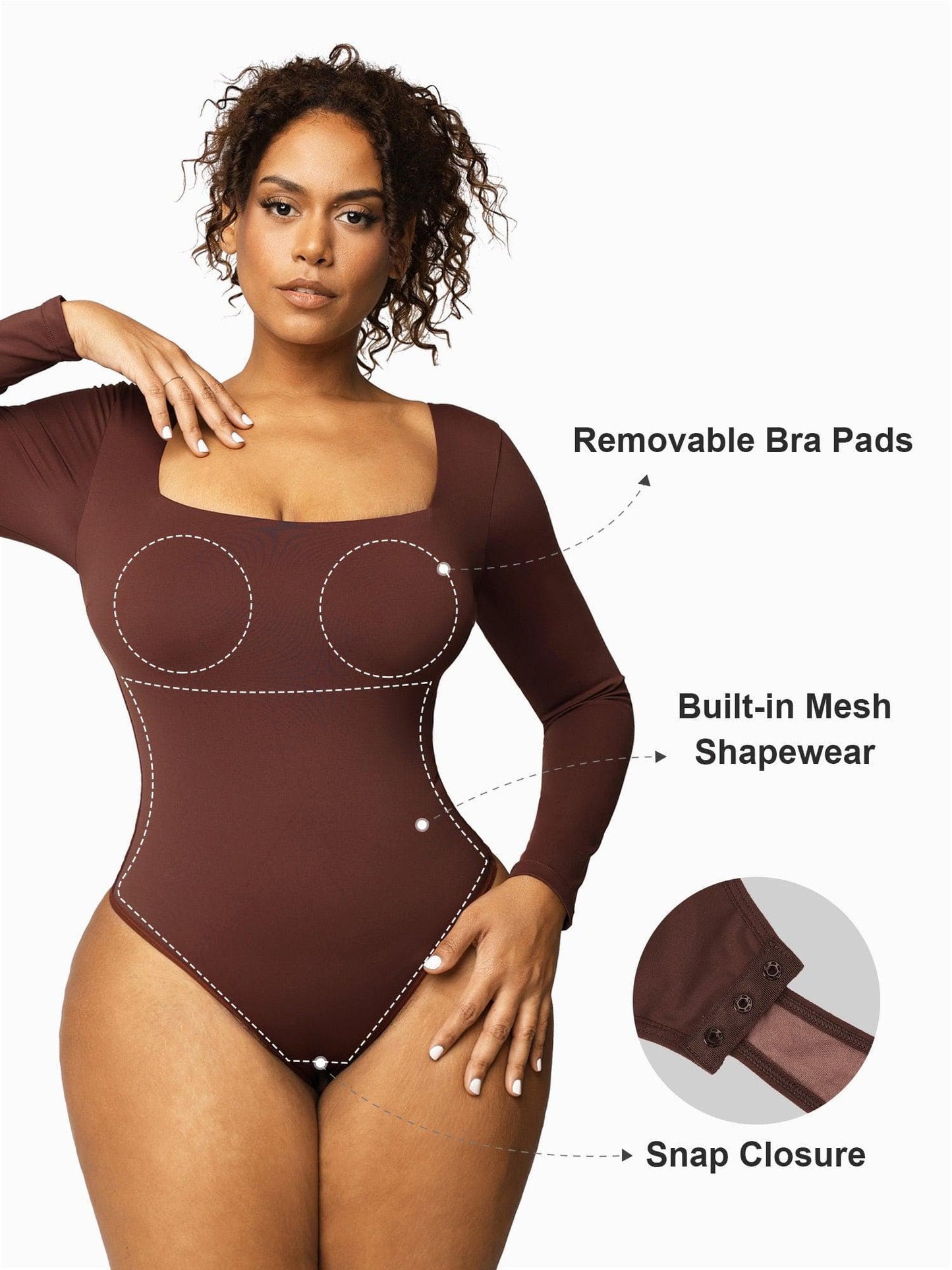 ClassiShape™ Bodysuit Sans Coutures à Manches Longues